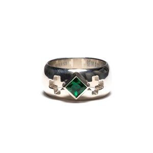 MAPLE RING WEDNESDAY GENUINE EMERALD RING SILVER 925 MENS SIZE 9